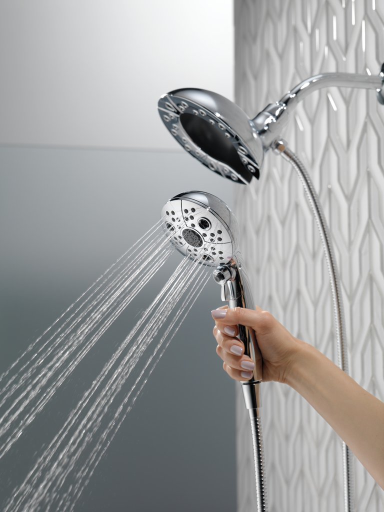 Delta Universal Showering Components: H2Okinetic® In2Ition® 5-Setting Two-In-One Shower - Chrome