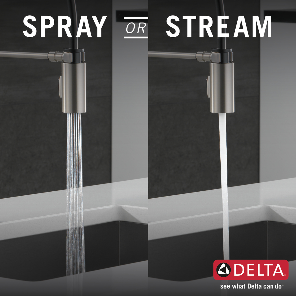Delta Antoni®: Single-Handle Pull-Down Spring Kitchen Faucet - Single Handle Lever - Spotshield Stainless