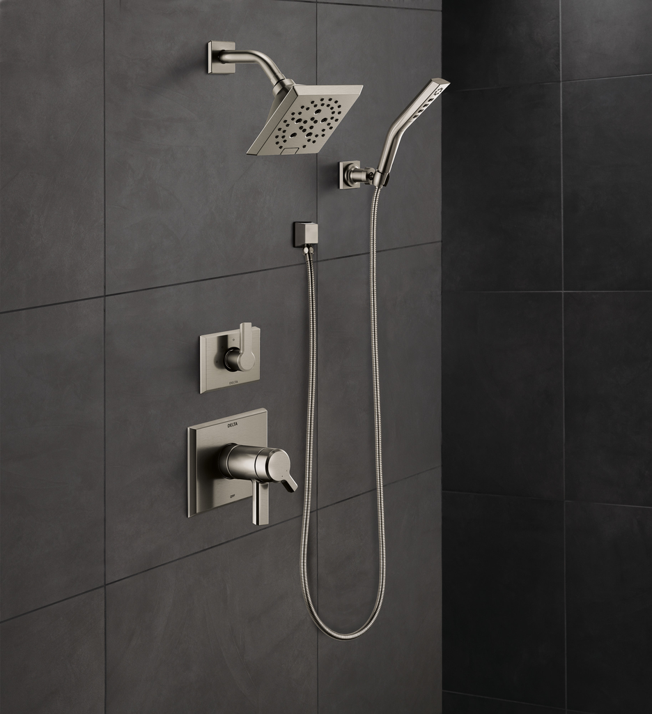 Delta Universal Showering Components: Square Wall Elbow For Hand Shower - Stainless