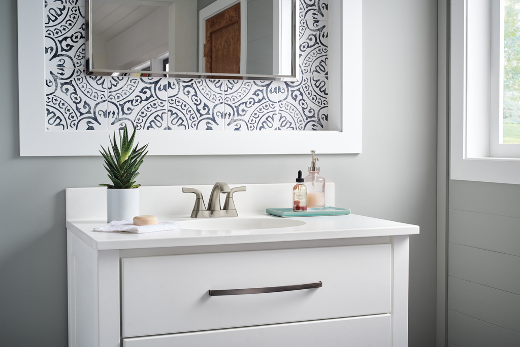 Peerless Parkwood®: Two Handle Centerset Lavatory Faucet - Two Handle Lever - Brushed Nickel