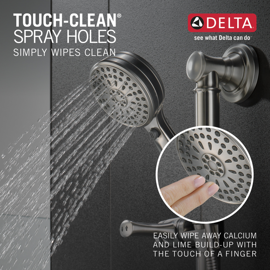 Delta Universal Showering Components: Activtouch® 9-Setting Hand Shower With Traditional Slide Bar / Grab Bar - Stainless