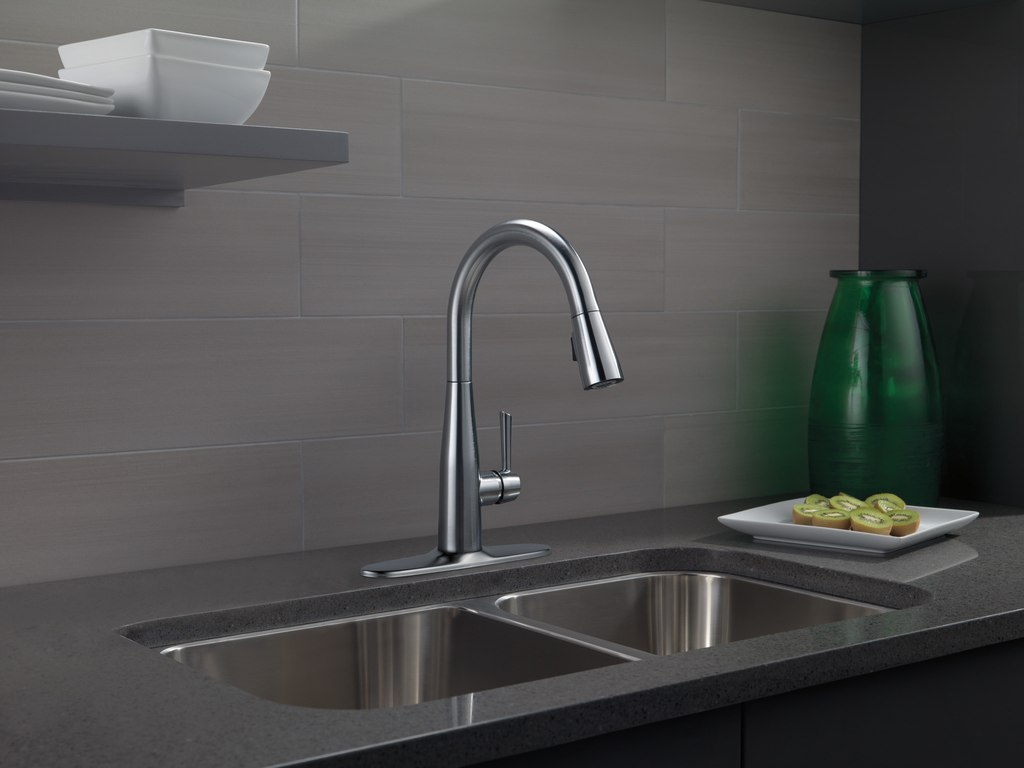 Delta Essa®: Single Handle Pull-Down Kitchen Faucet - Single Handle Lever - Arctic Stainless