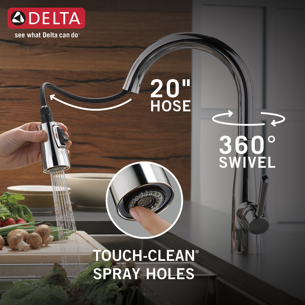 Delta Essa®: Single Handle Pull-Down Kitchen Faucet - Single Handle Lever - Chrome