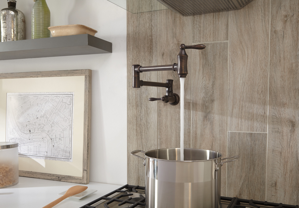 Delta Other: Traditional Wall Mount Pot Filler - Two Handle Lever - Venetian Bronze