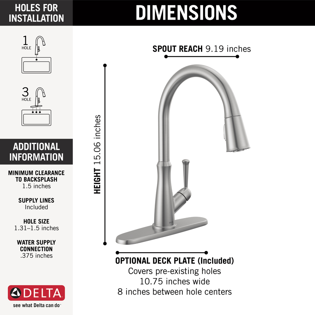 Delta Westville®: Single Handle Pull-Down Kitchen Faucet - Single Handle Lever - Arctic Stainless