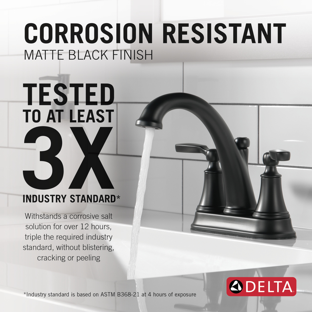 Delta Woodhurst™: Two Handle Centerset Bathroom Faucet - Two Handle Lever - Matte Black