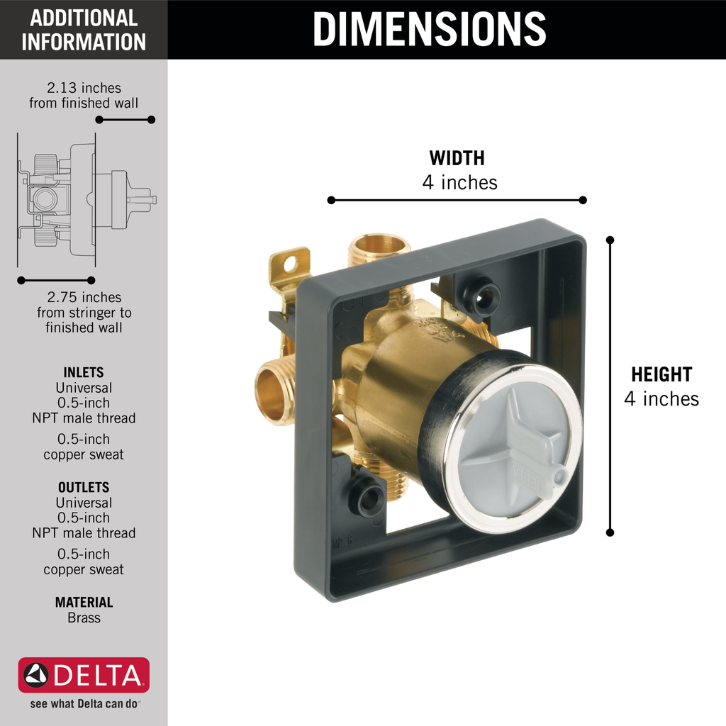 Delta Other: Multichoice® Universal Tub / Shower Rough - Universal Inlets / Outlets