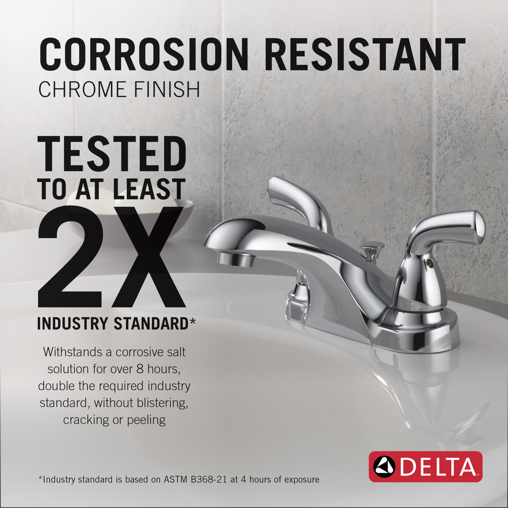Delta Foundations®: Two Handle Centerset Bathroom Faucet - Two Handle Lever - Chrome