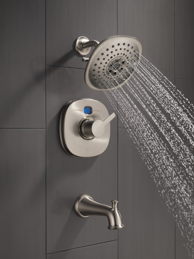 Delta Lahara®: Tub Spout - Pull-Up Diverter - Stainless
