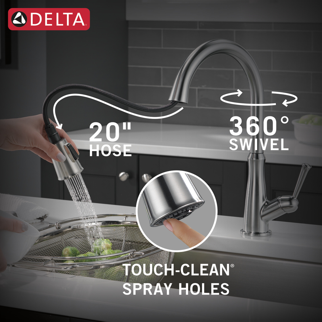 Delta Westville®: Single Handle Pull-Down Kitchen Faucet - Single Handle Lever - Arctic Stainless