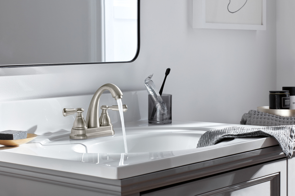 Peerless Elmhurst®: Two-Handle Centerset Bath Faucet - Two Handle Lever - Brushed Nickel