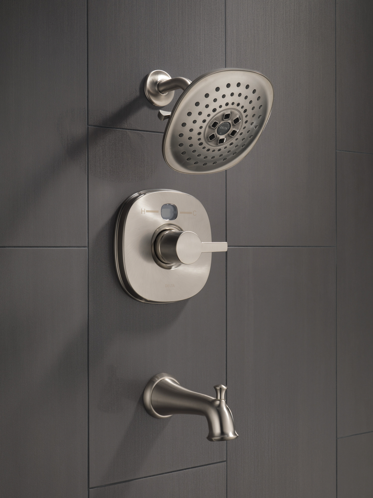 Delta Lahara®: Tub Spout - Pull-Up Diverter - Stainless