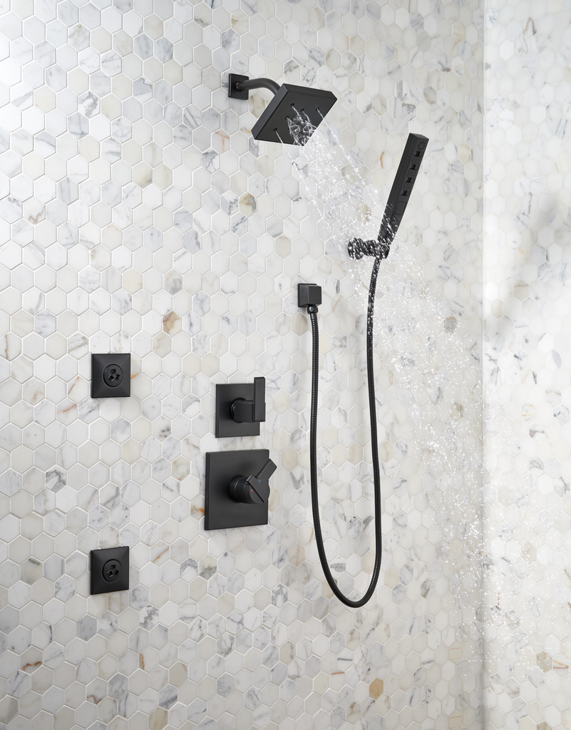 Delta Universal Showering Components: Square Wall Elbow For Hand Shower - Matte Black