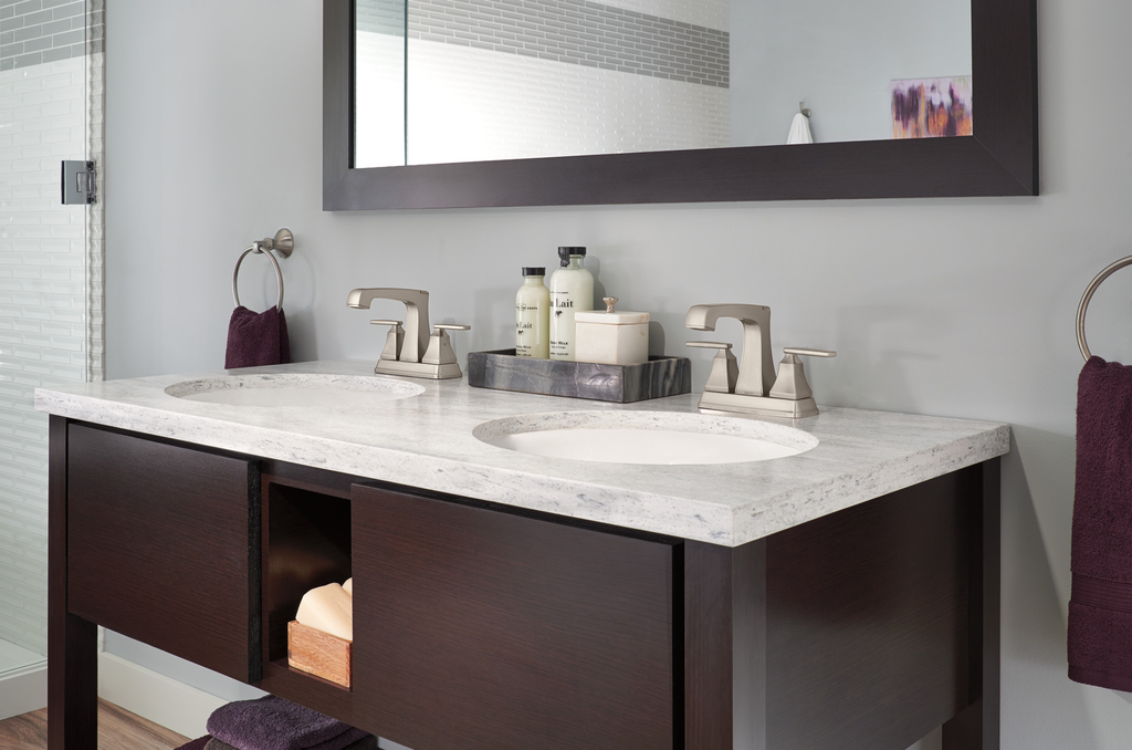 Delta Ashlyn®: Two Handle Centerset Bathroom Faucet - Two Handle Lever - Stainless