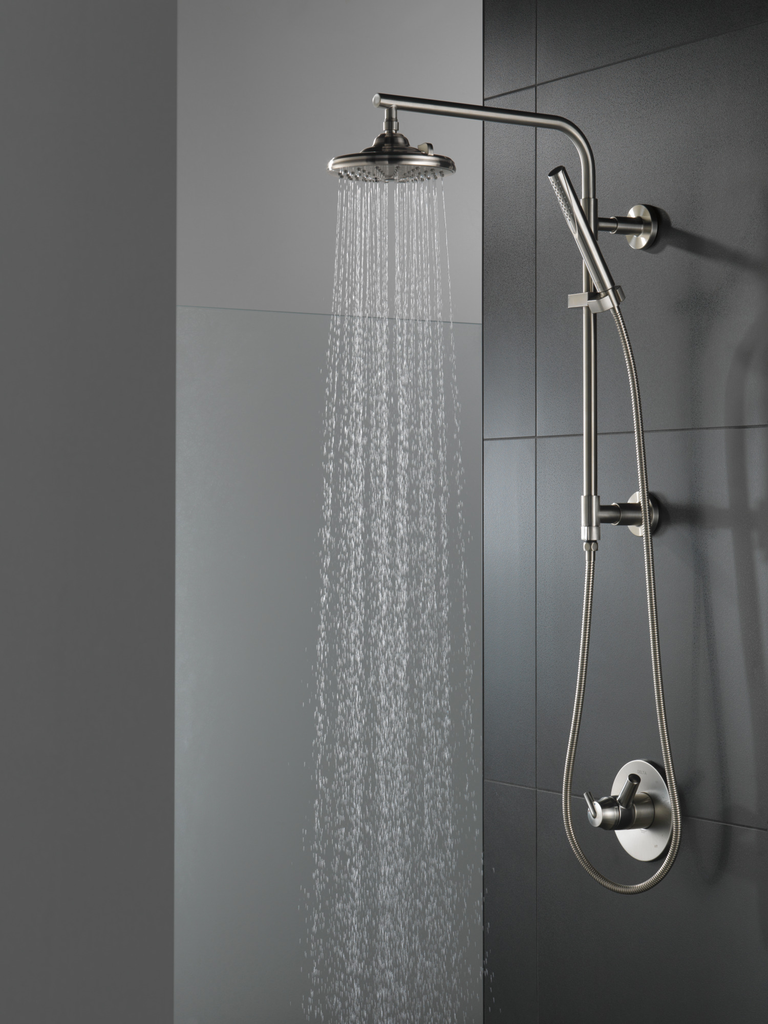 Delta Universal Showering Components: H2Okinetic® 3-Setting Raincan Shower Head - Lumicoat® Stainless