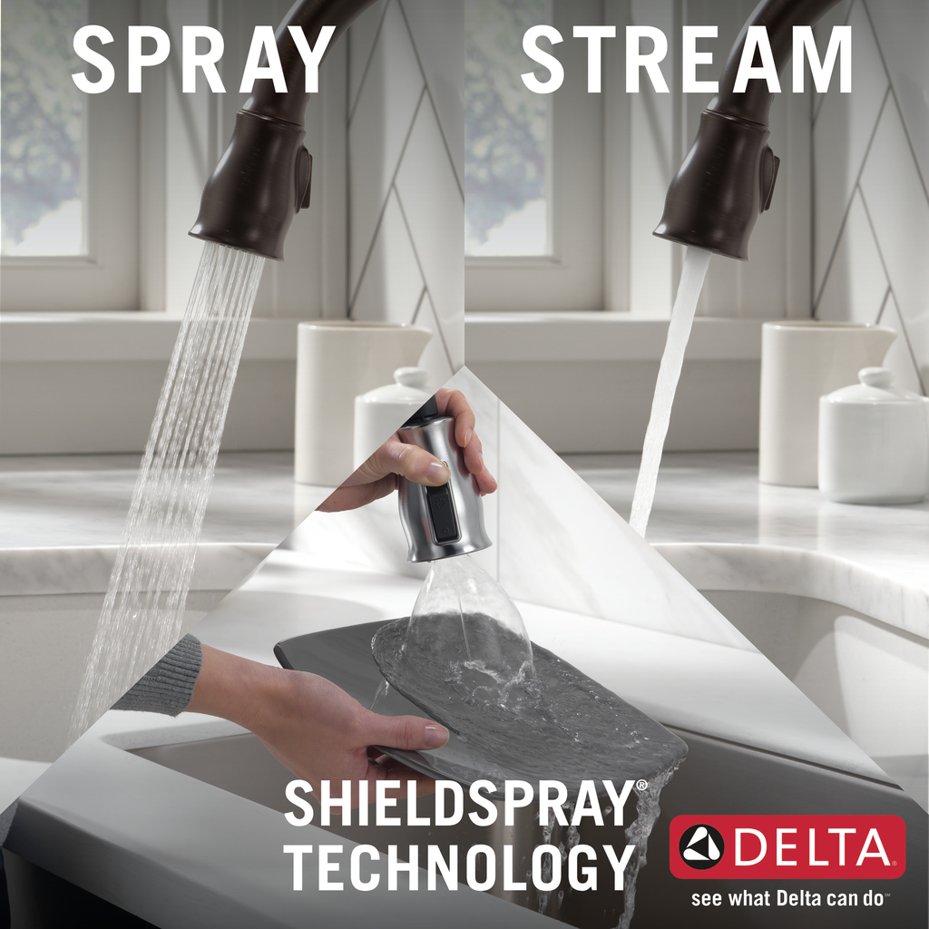 Delta Leland®: Single Handle Pull-Down Kitchen Faucet With Shieldspray® Technology - Single Handle Lever - Venetian Bronze