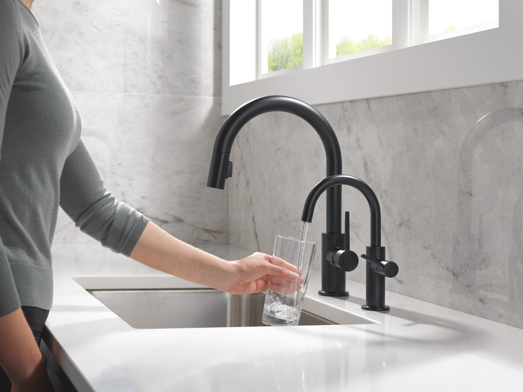 Delta Trinsic®: Single Handle Pull-Down Kitchen Faucet - Single Handle Lever - Matte Black