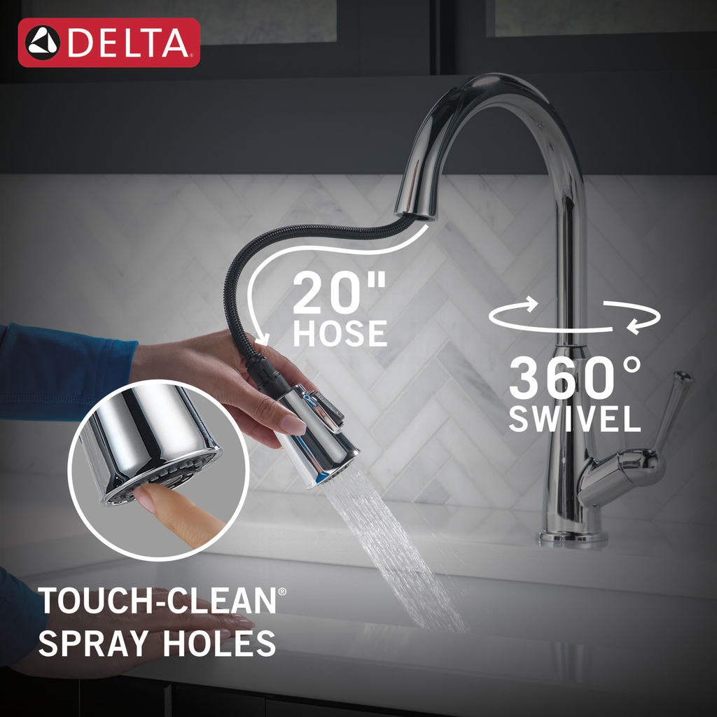 Delta Westville®: Single Handle Pull-Down Kitchen Faucet - Single Handle Lever - Chrome