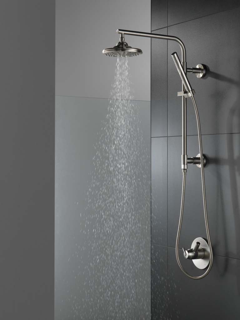 Delta Universal Showering Components: H2Okinetic® 3-Setting Raincan Shower Head - Lumicoat® Stainless