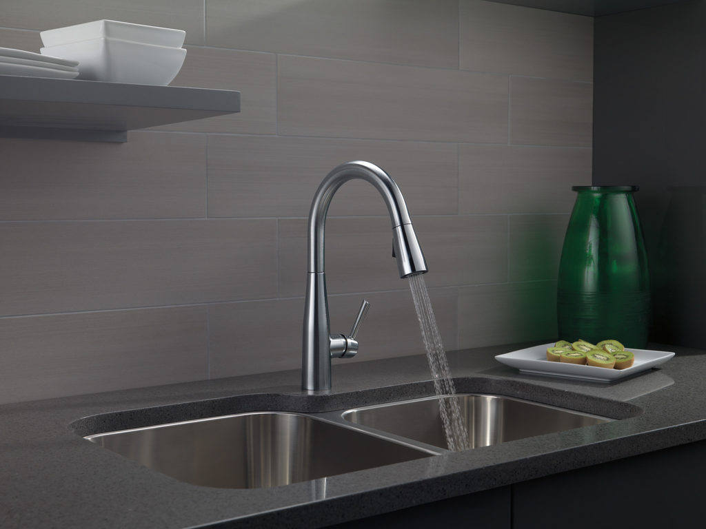 Delta Essa®: Single Handle Pull-Down Kitchen Faucet - Single Handle Lever - Arctic Stainless