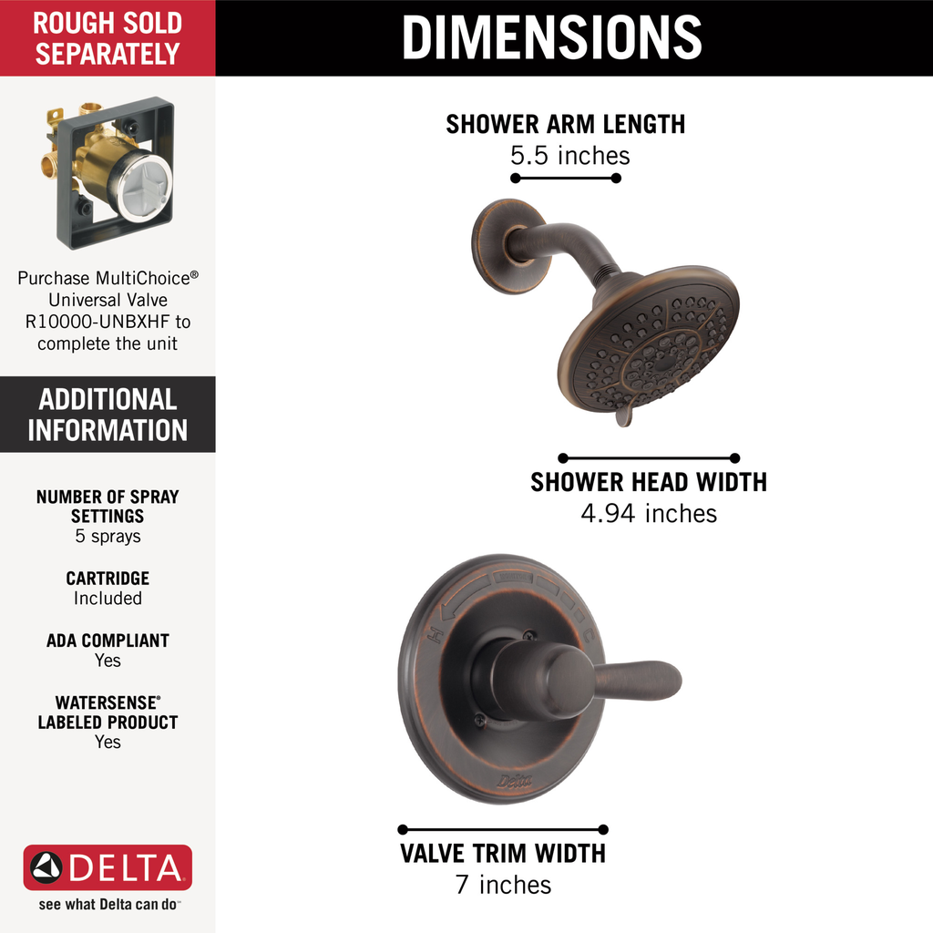 Delta Lahara®: Monitor® 14 Series Shower Trim - Single Handle Lever - Venetian Bronze