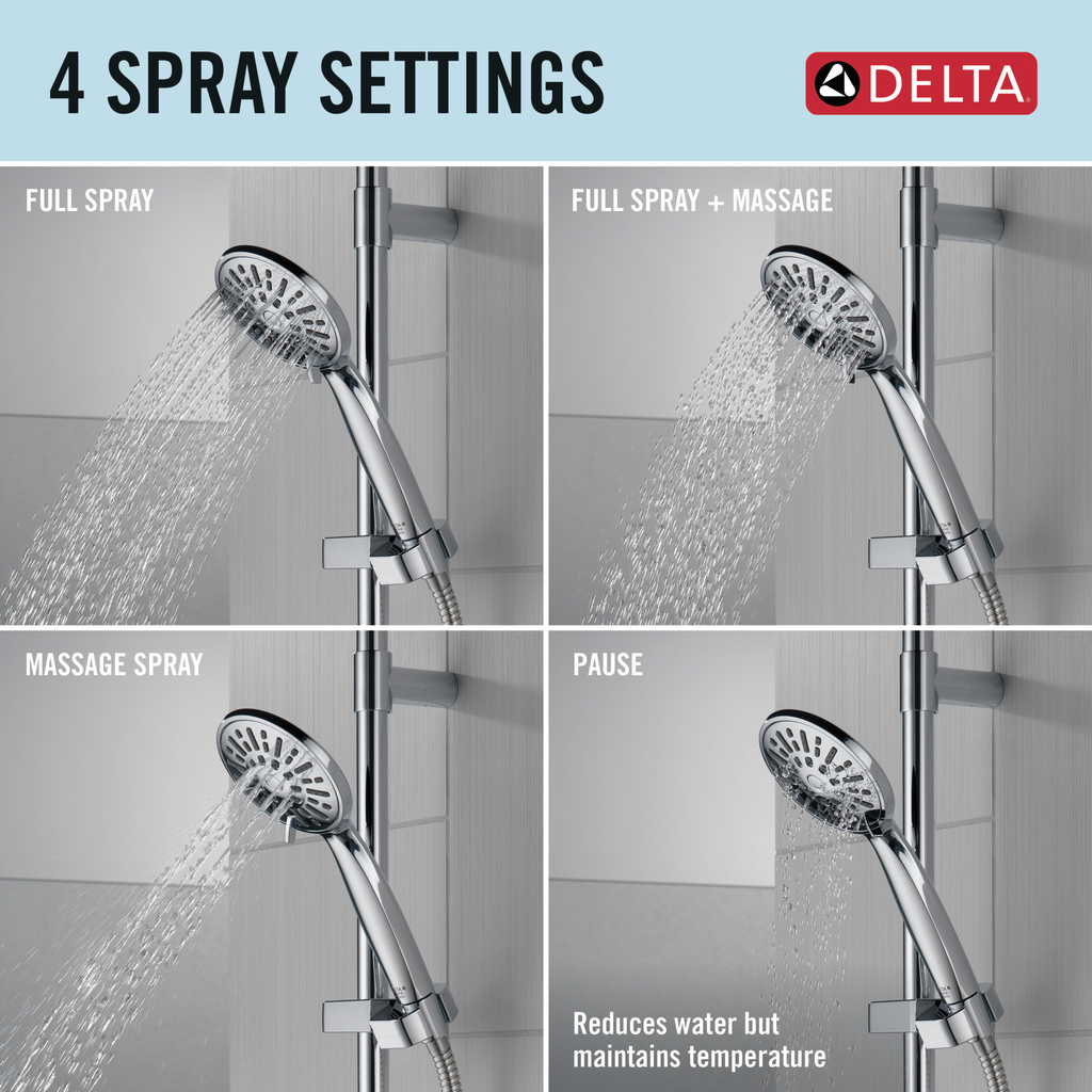 Delta Universal Showering Components: Hand Shower 1.75 Gpm W/Slide Bar 4S - Chrome