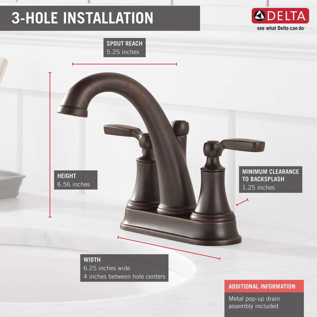 Delta Woodhurst™: Bathroom Faucet - Two Handle Lever - Venetian Bronze