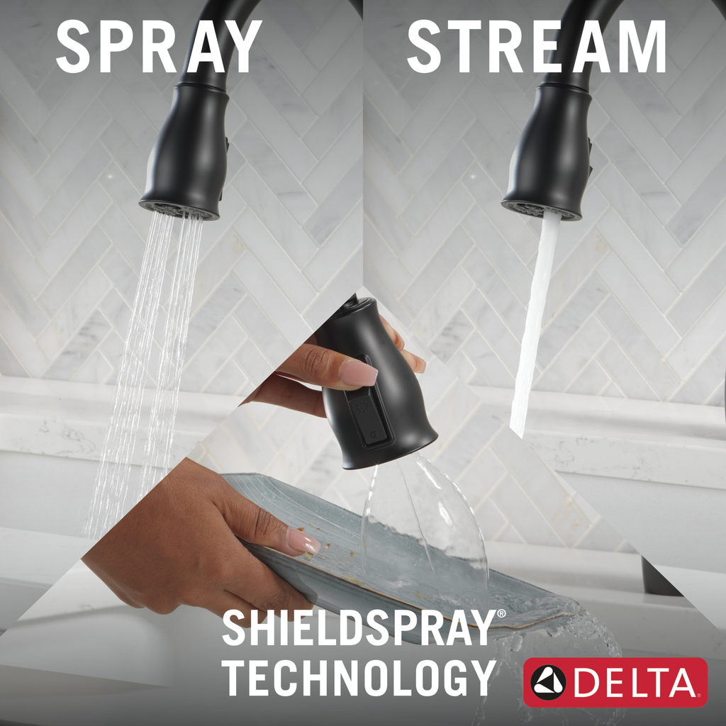 Delta Leland®: Single Handle Pull-Down Kitchen Faucet With Shieldspray® Technology - Single Handle Lever - Matte Black