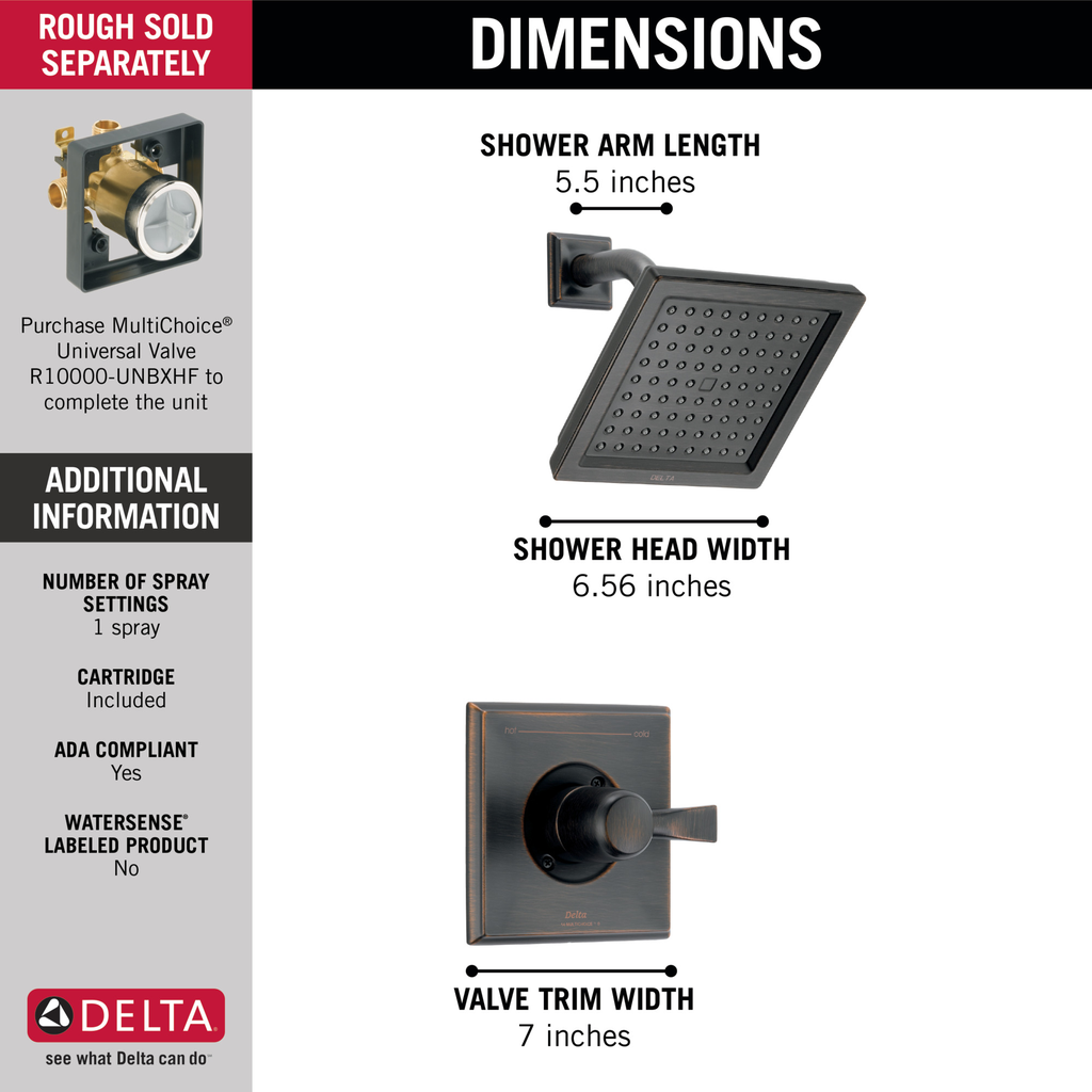 Delta Dryden™: Monitor® 14 Series Shower Trim - Single Handle Lever - Venetian Bronze