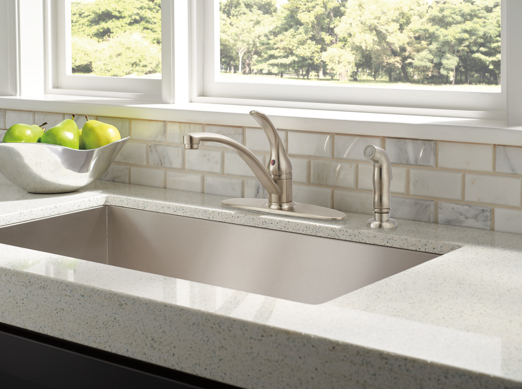 Delta Foundations®: Single Handle Kitchen Faucet With Spray - Single Handle Lever - Stainless