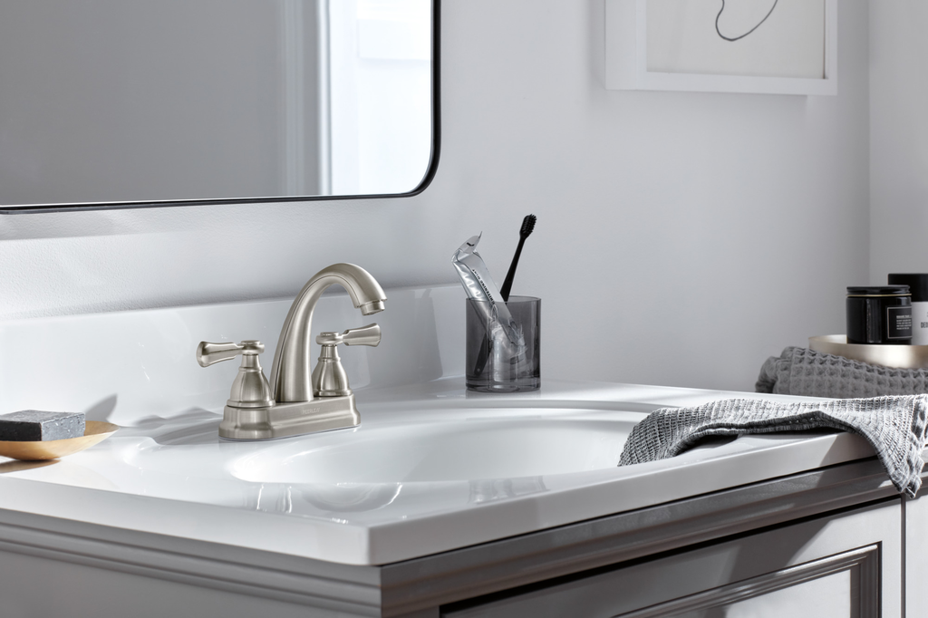 Peerless Elmhurst®: Two-Handle Centerset Bath Faucet - Two Handle Lever - Brushed Nickel