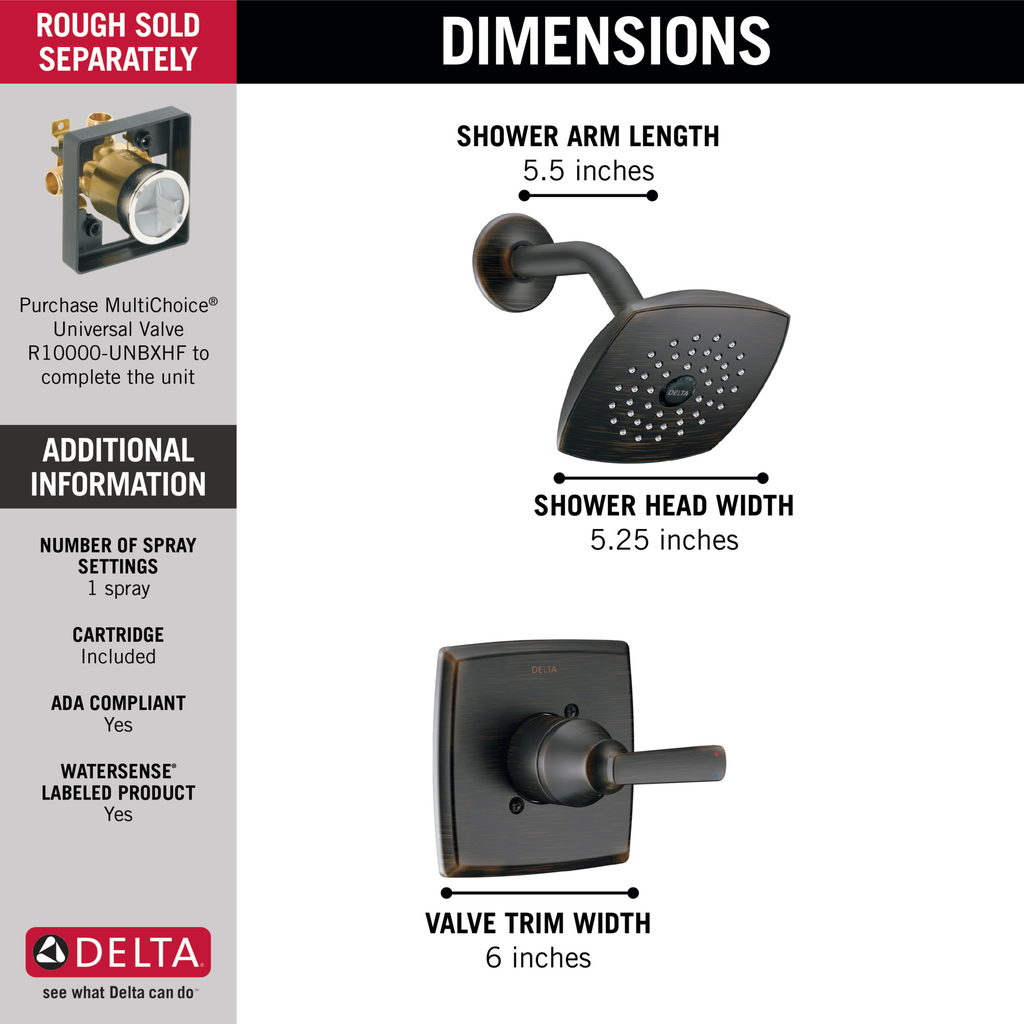 Delta Ashlyn®: Monitor® 14 Series Shower Trim - Single Handle Lever - Venetian Bronze