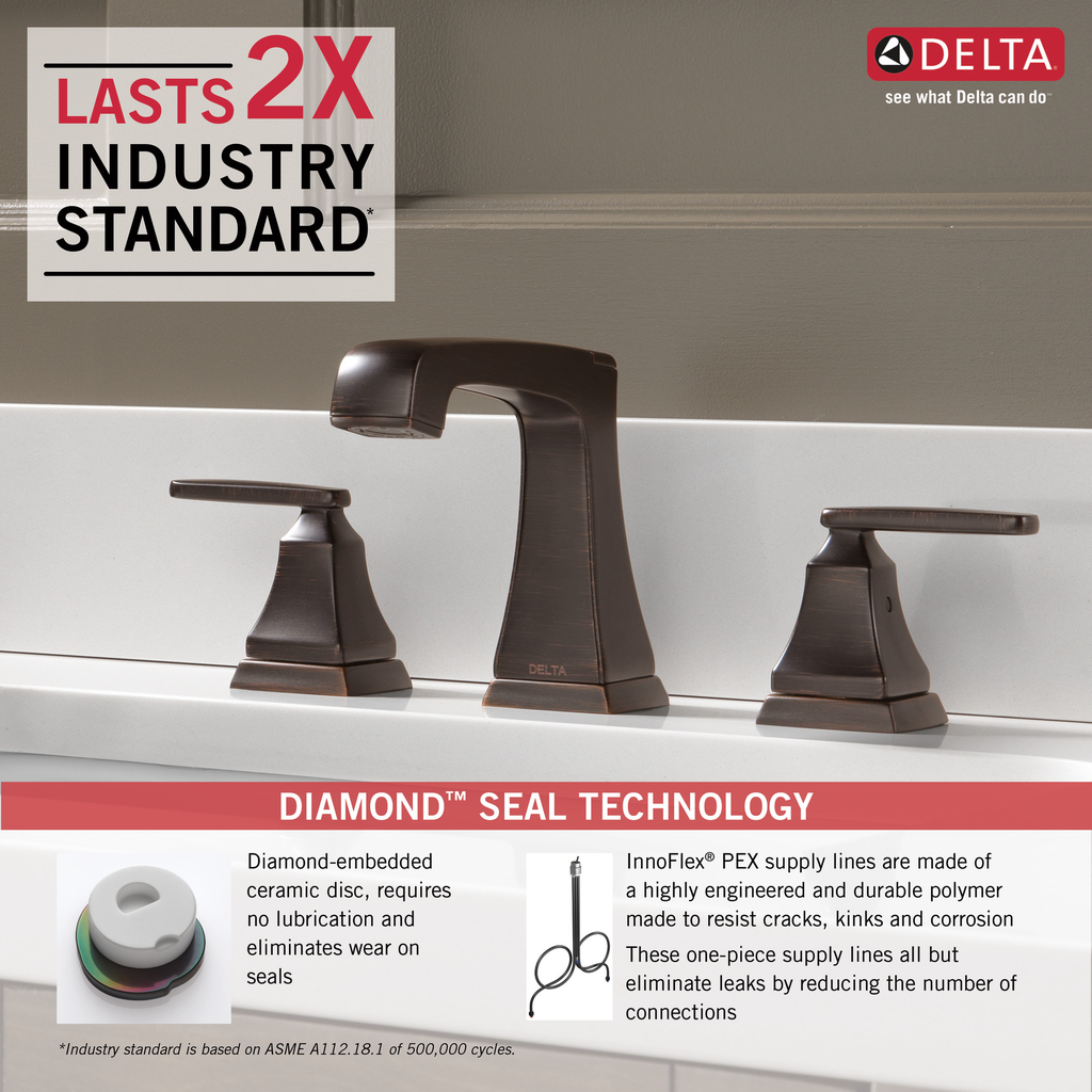 Delta Ashlyn®: Two Handle Widespread Bathroom Faucet With Ez Anchor® - Two Handle Lever - Venetian Bronze
