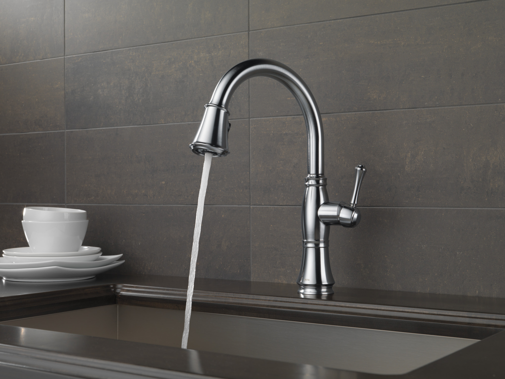 Delta Cassidy®: Single Handle Pull-Down Kitchen Faucet - Single Handle Lever - Lumicoat® Arctic Stainless