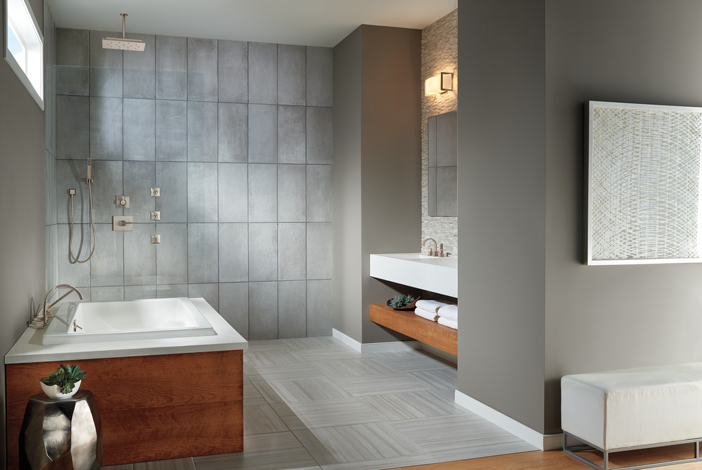 Delta Universal Showering Components: Ceiling Mount Shower Arm & Flange - Stainless