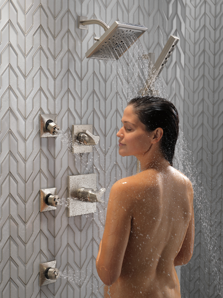 Delta Universal Showering Components: Square Wall Elbow For Hand Shower - Stainless