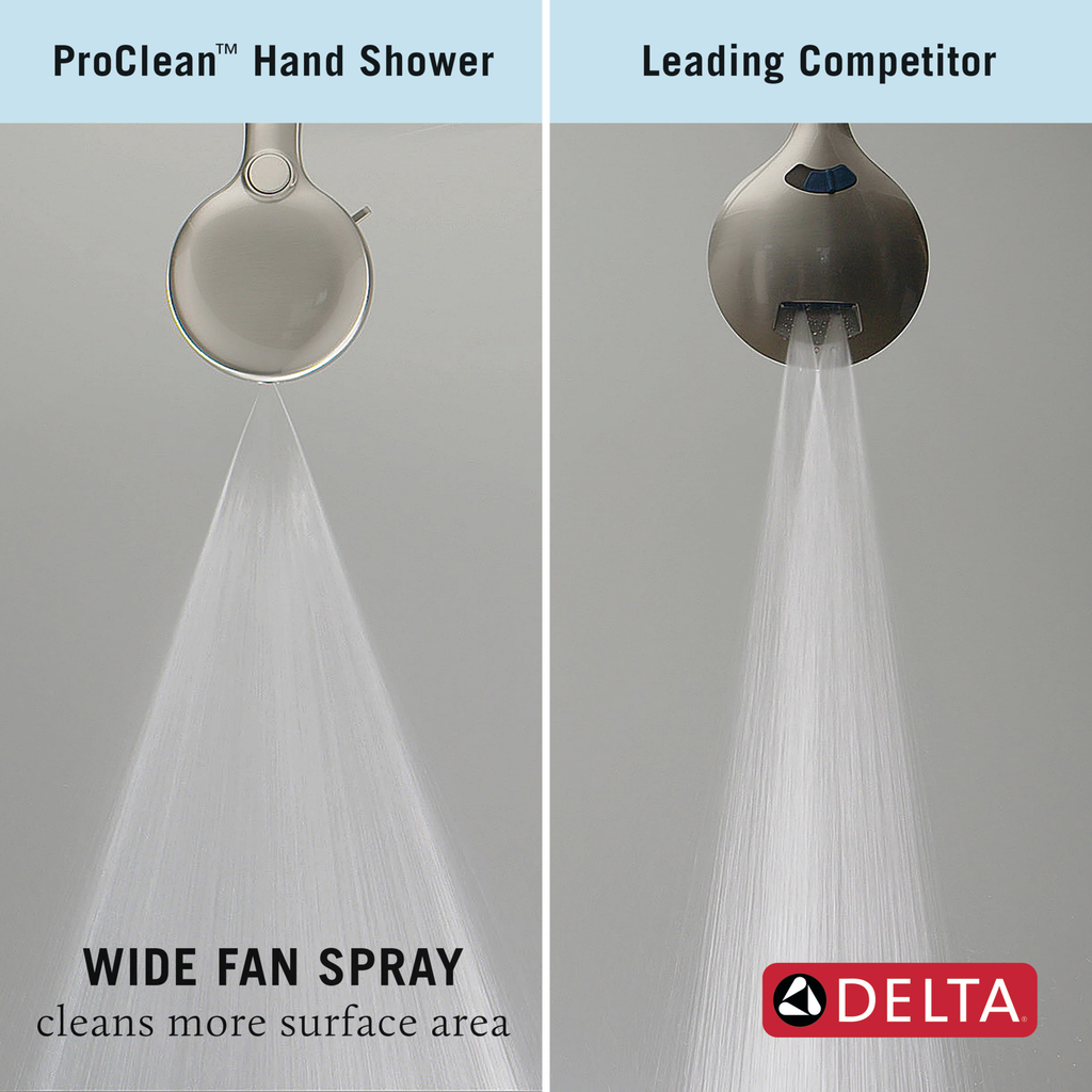 Delta Universal Showering Components: 7-Setting Slide Bar Hand Shower With Cleaning Spray - Lumicoat® Stainless