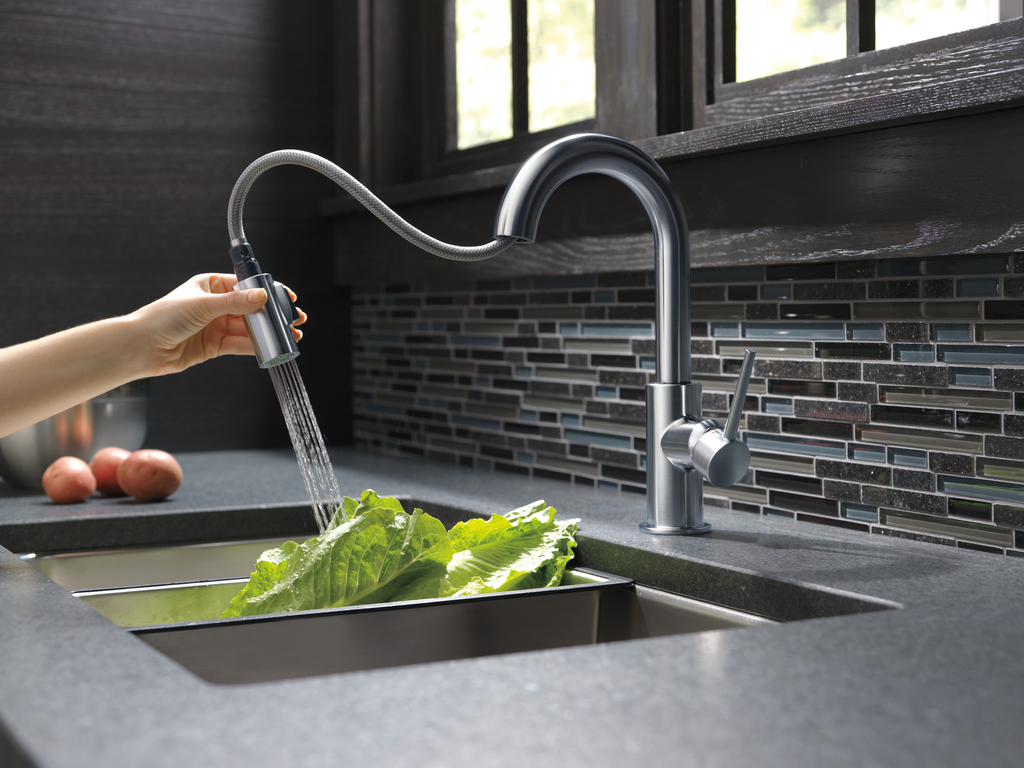 Delta Trinsic®: Single Handle Pull-Down Bar / Prep Faucet - Single Handle Lever - Arctic Stainless
