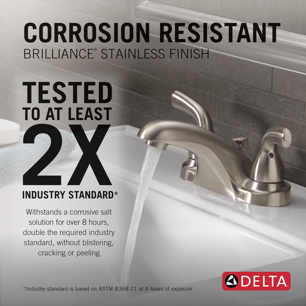 Delta Foundations®: Two Handle Centerset Bathroom Faucet - Two Handle Lever - Stainless
