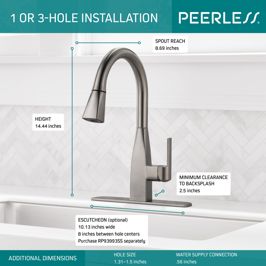 Peerless Xander®: Single Handle Pulldown Kitchen - Single Handle Lever - Stainless