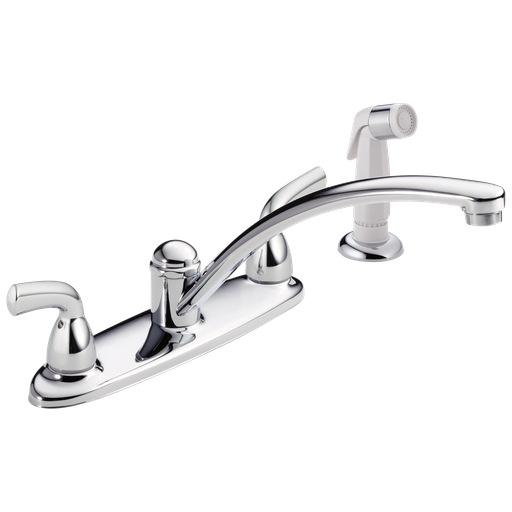 Delta Foundations®: Two Handle Kitchen Faucet With Spray - Two Handle Lever - Chrome