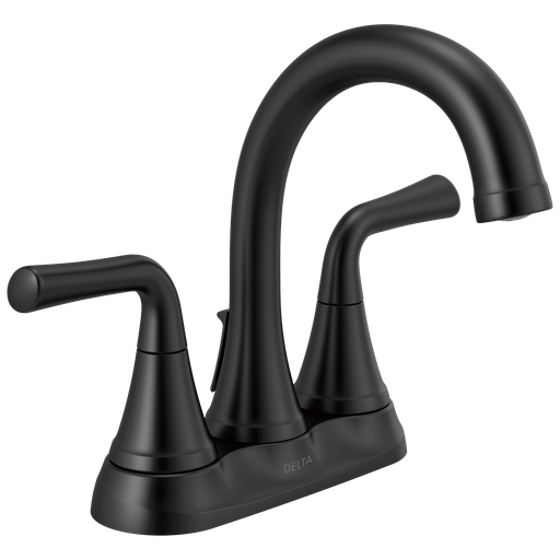 Delta Kayra®: Two Handle Centerset Bathroom Faucet - Two Handle Lever - Matte Black