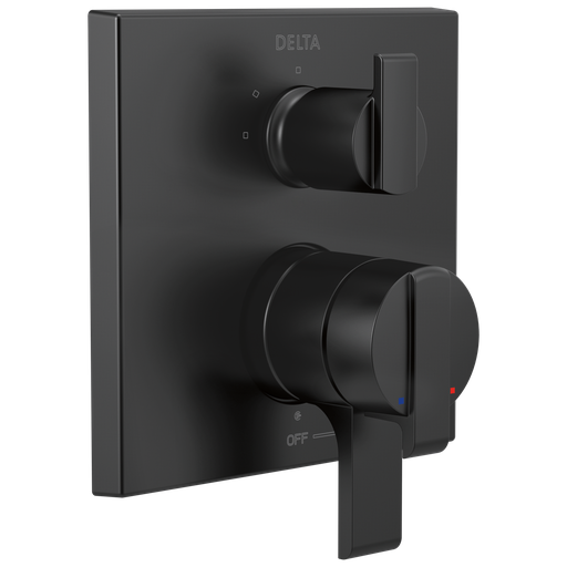 Delta Ara®: Angular Modern Monitor® 17 Series Valve Trim With 3-Setting Integrated Diverter - Two Handle Lever - Matte Black