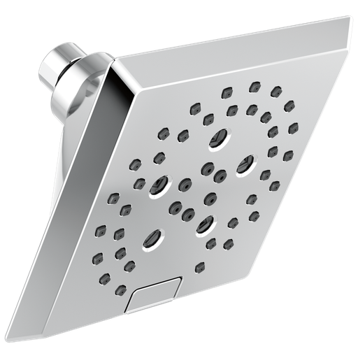 Delta Universal Showering Components: H2Okinetic® 5-Setting Angular Modern Raincan Shower Head - Chrome