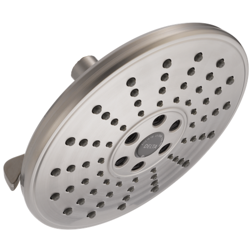 Delta Universal Showering Components: H2Okinetic® 3-Setting Raincan Shower Head - Lumicoat® Stainless