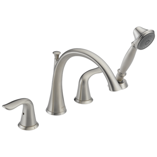 Delta Lahara®: Roman Tub With Handshower Trim - Two Handle Lever - Stainless