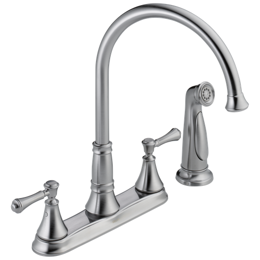 Delta Cassidy®: Two Handle Kitchen Faucet With Spray - Two Handle Lever - Arctic Stainless
