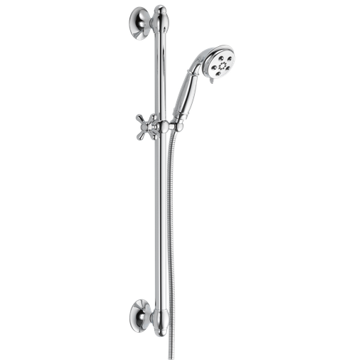 Delta Universal Showering Components: H2Okinetic® 3-Setting Slide Bar Hand Shower - Chrome