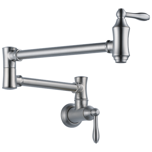 Delta Other: Traditional Wall Mount Pot Filler - Two Handle Lever - Arctic Stainless