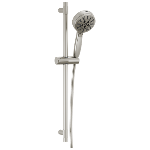 Delta Universal Showering Components: 7-Setting Slide Bar Hand Shower With Cleaning Spray - Lumicoat® Stainless
